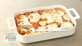 Baked Spaghetti and Mozzarella Recipe  Everyday Food with Sarah Carey [upl. by Adev]