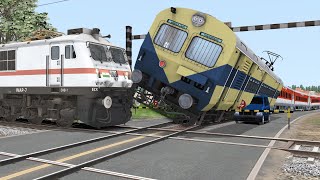 Train vs Train  Two Trains Crossing each other at Diamond Crossing  Train Simulator 2022 [upl. by Egduj]