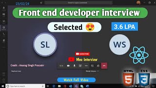 Fresher  Front end developer interview 2024  web developer interview  Reactjs developer interview [upl. by Natty]