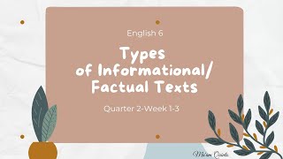 ENGLISH 6  InformationalFactual Text Quarter 2 Week 13 [upl. by Toole]