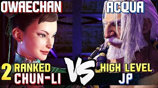 Owaechan 2 Ranked ChunLi vs Acqua 44 Ranked JP STREET FIGHTER 6 Showdown [upl. by Gavini]