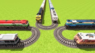 6 TRAINS OVERLAPPING ON THE THREE 180 DEGREE° SHARP TURNS RAILROAD ▶️ Train Simulator  CrazyRails [upl. by Godewyn]