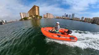 Saturn ZK330 Inflatable KaBoat with 12HP outboard motor going around 20mph [upl. by Ahtebbat]