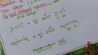 Preparation of Alcohols from alkenes  Mechanism of Acid Catalysed Hydration [upl. by Gati]