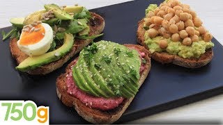 Recettes de Tartines avocat en 3 versions  750g [upl. by Carrington]