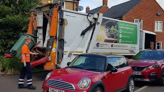 Faun Variopress Bin Lorry Collecting Green Bins In Aylesbury [upl. by Virg]