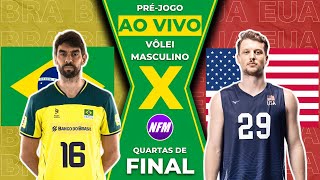 🇧🇷 BRASIL X ESTADOS UNIDOS 🇺🇸  OLÍMPIADAS VÔLEI MASCULINO PRÉJOGO AO VIVO COM IMAGENS DO ESTÚDIO [upl. by Mozelle]