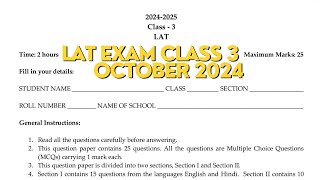 KVS LAT EXAM CLASS 3 Solution and Preparation trending study kvs ncert cbse worksheet [upl. by Endor]