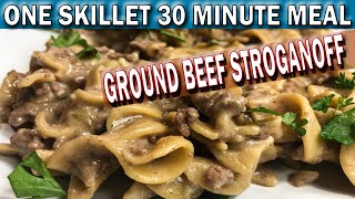 ONE SKILLET GROUND BEEF STROGANOFF 30 MINUTE MEAL  How to Cook Easy Ground Beef Stroganoff [upl. by Aelyk580]