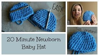 20 Minute Newborn Crochet Beanie [upl. by Castle]