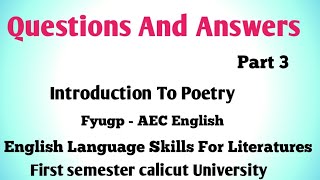 Questions And Answers of Introduction to poetry by Billy Collins Fyugp AEC English for Literatures [upl. by Sirc894]