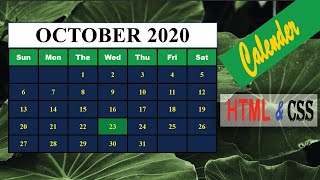 How to Create Calendar With html and css  HTML amp CSS TUTORIALS [upl. by Metzgar684]