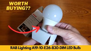 Worth Buying RAB Lighting A19 10 E26 830 DIM LED Bulb A19 10W 60EQ 800LM E26 CRI80 3000K DIM 0KDIM [upl. by Eymaj]