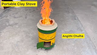 Portable Clay Stove  angithi chulha Sigdi banane ka tarika  desi chulha mud stove [upl. by Cirdor648]