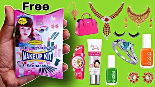 😍Makeup Kit Surprise Box Mein Nikli 😲 Gold Ring Lipstick Nailpolish Gold Rings Earrings Bindi🤩😍 [upl. by Tareyn]