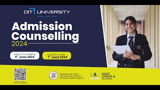 DIT University ONCAMPUS ADMISSION COUNSELLING 9th JUNE 2024 [upl. by Quartas]