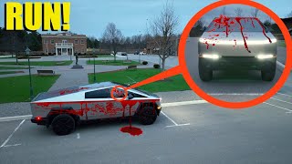 If you see this Tesla CyberTruck with BLOOD all over it Drive away fast Its a Trap [upl. by Sisenej]