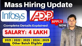 Infosys Recruitment  ADP Hiring  Latest Off Campus drive 2025 2024 2023 2022 2021 Batch [upl. by Pressey46]