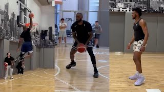 LeBron James getting ready for Olympics in workout with Bronny and Bryce [upl. by Cherrita197]