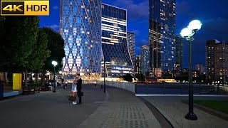 MiniManhattan of London  Canary Wharf  Sunset and Night Walk 4K HDR [upl. by Jevon557]