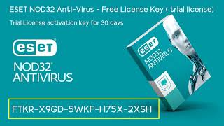 ESET NOD32 ANTIVIRUS Free Trial License activation key for 30 days  August 30 2023 [upl. by Ennaeilsel]