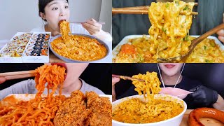 ASMR Best Creamy Spicy Noodles Mukbang No Talking Eating Compilation [upl. by Atileda]