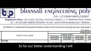 Bhansali Engineering Results  BEPL Bhansali Engineering Share News Bhansali Engineering Q2 Result [upl. by Bostow504]