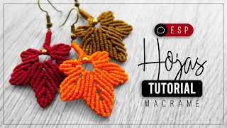 Hojas Otoño » 🍁 tutorial  como hacer aros con maple de hilo  diy ● Earrings 216 [upl. by Kralc]