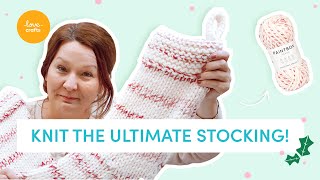 How to knit the easiest Christmas stocking ever  Full guide 🌲🧦 [upl. by Nahtnamas]