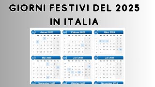 Le festività nel calendario 2025 [upl. by Esilanna]