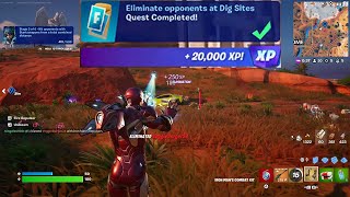 How to EASILY Eliminate opponents at Dig Sites in Fortnite locations Quest [upl. by Anum]