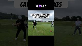 Jason Kelce Shows Off Catlike Reflexes Hitting Trick Shot golf golfshots trickshots [upl. by Nelson319]