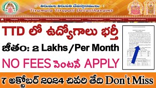 TTD లో కొత్త ఉద్యోగాలు భర్తీ  TTD Job Notification 2024  TTD Jobs  Ap Jobs  Tech Guruvu [upl. by Ayit]