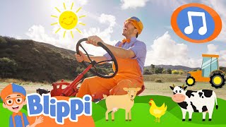 Blippi rides a Tractor at the Farm  Blippi Music 🚀  Nursery Rhymes [upl. by Itsrejk]