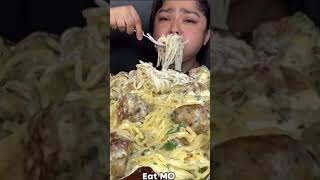 Big bowl of white cream pasta mukbang 🥵😱🤯🧀 [upl. by Asilrac]