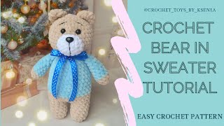 EASY CROCHET TEDDY BEAR PATTERN  CROCHET PLUSH BEAR TUTORIAL  AMIGURUMI TUTORIAL FOR BEGINNERS [upl. by Danica]