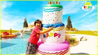 Ryan Pretend Play Giant Happy Birthday Cakes Toys [upl. by Ressan184]