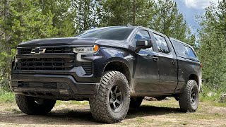 2022 Silverado 1500 FoxIcon midtravel setup with 37” Nitto tires build walk around25k mile update [upl. by Suoiradal]