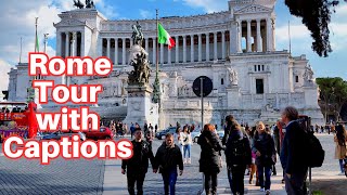 Rome Italy Walking Tour With Captions 4K60fps [upl. by Zinn]