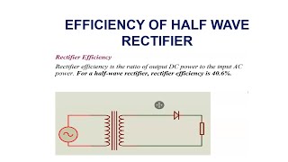 EFFICIENCY OF HALF WAVE RECTIFIER  derivation [upl. by Nivat]