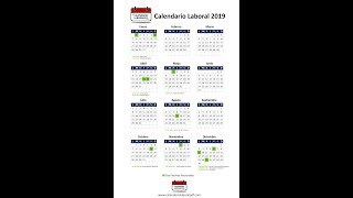 Calendario Laboral 2019  Festivos nacionales 2019 [upl. by Gillmore]