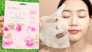 Rose facial sheet mask benefits and review  Korean facial sheet mask  Facial sheet mask unboxing [upl. by Asenab]