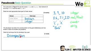 GCSE AQA Computer Science  Pseudocode Exam Questions [upl. by Tiphanie]