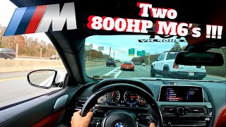 Two Tuned BMW M6s Cutting up traffic on the highway   POV [upl. by Aketal]