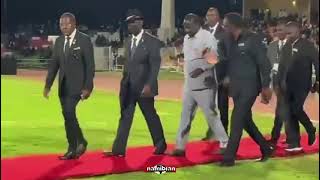 Opposition leader Raila Odinga arrived for Hage Geingobs memorial service at Independence Stadium [upl. by Nnylarac]