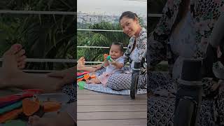 Mama and baby Amirahpicnic out door😄😄♥️cute baby funnyshorts video [upl. by Cudlip]