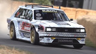 Travis Pastrana at Goodwood FOS 2023  862HP Subaru GL Wagon quotFamily Hucksterquot Gymkhana Car [upl. by Feliza]