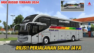 RILIS PERJALANAN SINAR JAYA SKYLANDER HINO RM 280  MOD BUSSID TERBARU 2024 [upl. by Oznohpla]