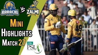 Short Highlights  Peshawar Zalmi Vs Karachi Kings  Match 27  15 March  HBL PSL 2018M1F1 [upl. by Nonie]