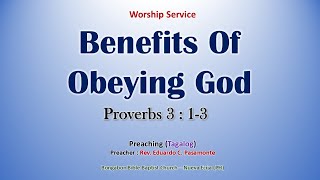 Benefits Of Obeying God Proverbs 313  Preaching Tagalog  Filipino [upl. by Eillib]